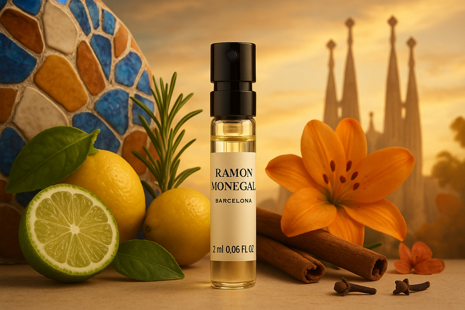 Ramon Monegal Barcelona official perfume sample 2ml 0.06 fl.o.z. perfume tester Ramon Monegal Barcelona official perfume sample 2ml 0.06 fl.o.z. perfume tester