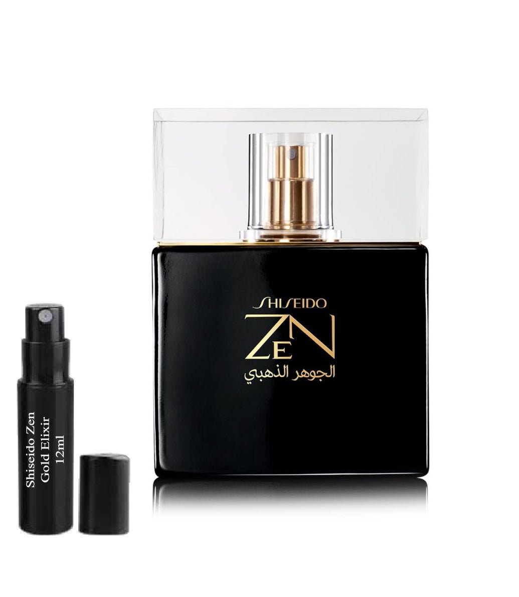 Shiseido Zen Gold Elixir 12ml 0.41 fl. o.z. vzorek parfému,  Shiseido Zen Gold Elixir 12ml 0.41 fl. o.z. δείγμα αρώματος,  Shiseido Zen Gold Elixir 12ml 0.41 fl. o.z. próbka perfum,  Shiseido Zen Gold Elixir 12ml 0.41 fl. o.z. образец духов,  Shiseido Zen Gold Elixir 12ml 0.41 fl. o.z. vzorec parfuma