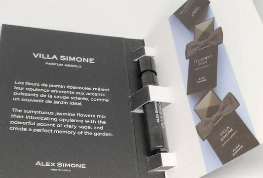 Alex Simone Villa Simone Parfum Absolu 1.2ml 0.04 fl. oz. échantillons de parfum officiels