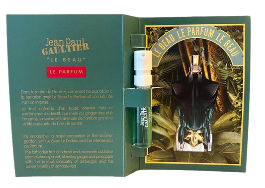 Jean Paul Gaultier Le Beau Le Parfum Intense amostra oficial de perfume, Jean Paul Gaultier Le Beau Le Parfum Intense testador de fragrância