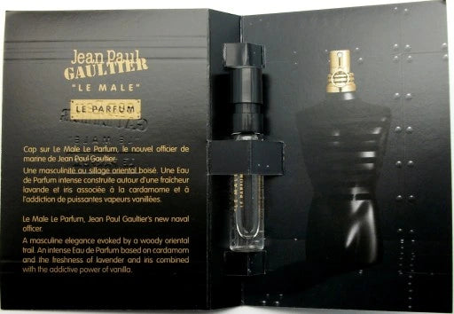 Jean Paul Gaultier Le Male Le Parfum Intense oficiálna vzorka parfému, Jean Paul Gaultier Le Male Le Parfum Intense vzorka testera vône