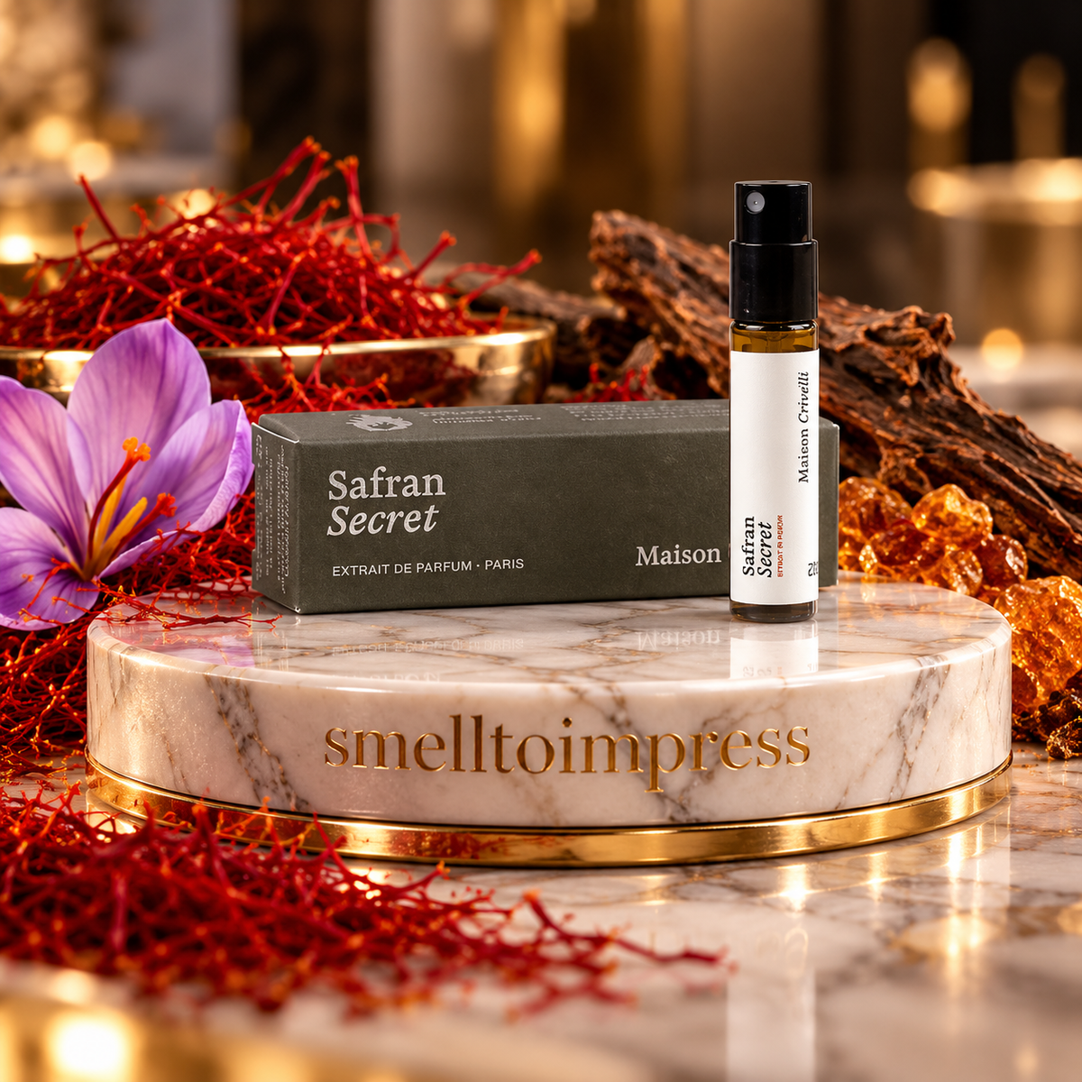 picture of official perfume sample of Maison Crivelli Safran Secret 1.5ml 0.05 fl.oz.